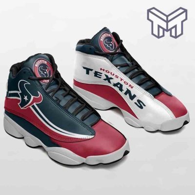 Houston Texans Air Jordan 13,Fans Sport Shoes Nfl Big Logo Sneakers Gift White Black J13 Shoes