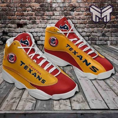 Houston Texans Air Jordan 13,Nfl Football Big Logo Sneakers Gift For Fans White Black J13 Shoes