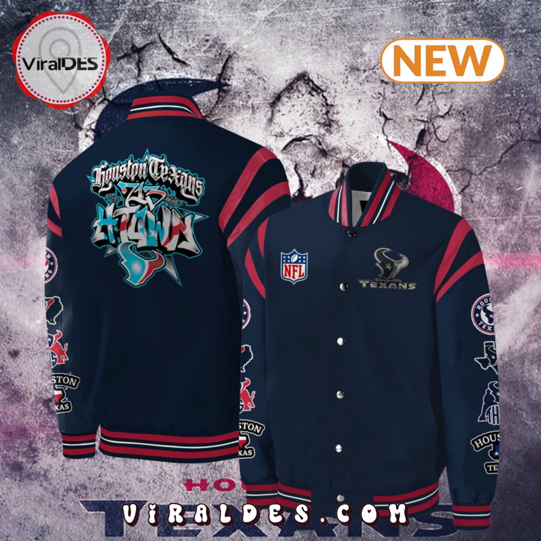 Houston Texans Football Team Baseball Jacket Houston Texans Football Team Baseball Jacket