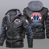 NBA Washington Wizards Black Logo Leather Bomber Jacket