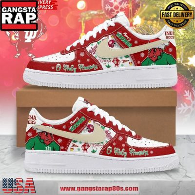 Indiana Hoosiers O Holy Hoosiers Christmas Edition Air Force 1 Running Sneakers Shoes