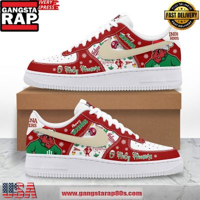 Indiana Hoosiers O Holy Hoosiers Christmas Edition Air Force 1 Running Sneakers Shoes