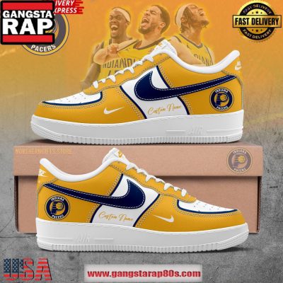 Indiana Pacers Custom Air Force 1 - Yellow Running Sneakers Shoes