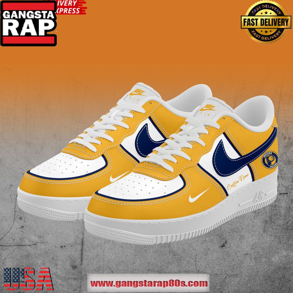 Indiana Pacers Custom Air Force 1 - Yellow Running Sneakers Shoes Indiana Pacers Custom Air Force 1 - Yellow Running Sneakers Shoes