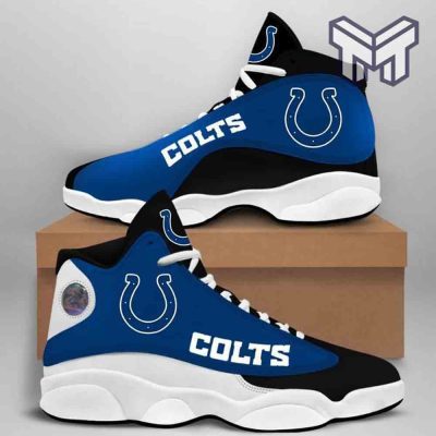 Indianapolis Colts Air Jordan 13,Nfl Big Logo Fans Sport White Black J13 Shoes
