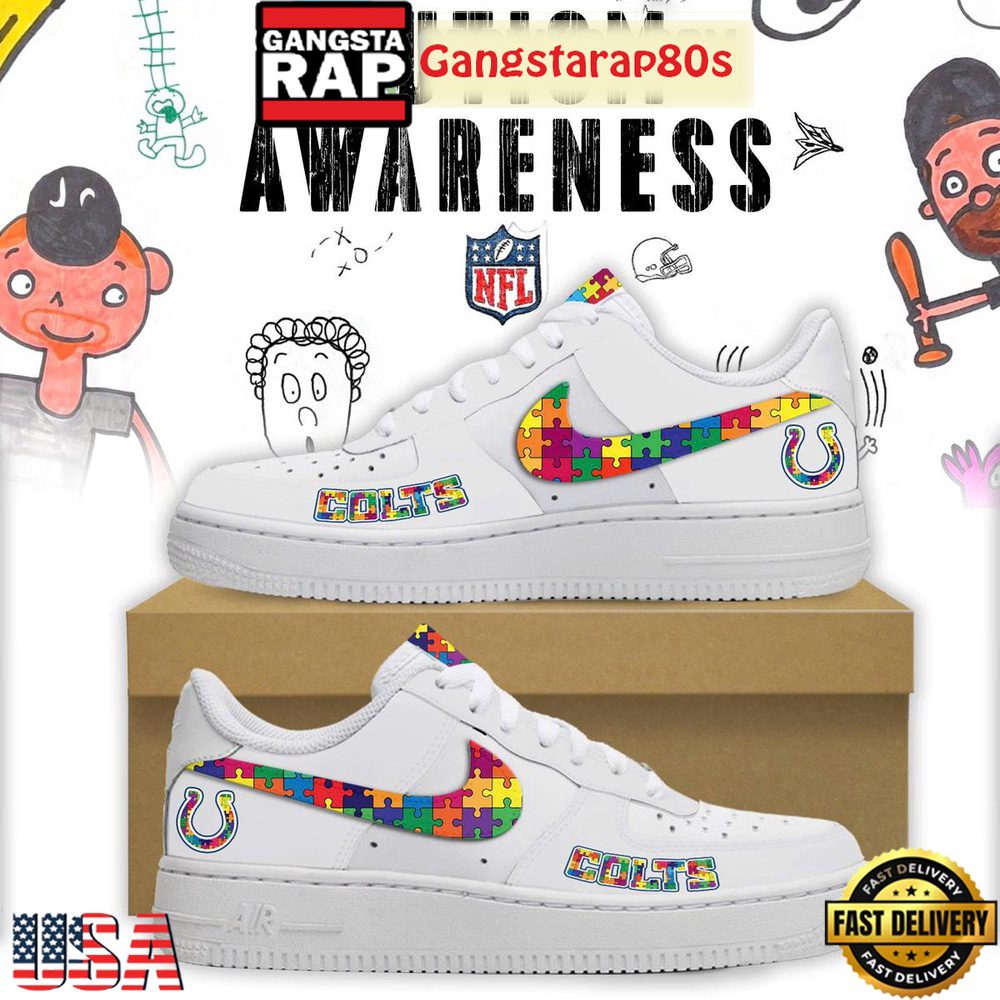 Indianapolis Colts Autism Awareness Limited Edition Air Force 1 Sneakers Shoes Indianapolis Colts Autism Awareness Limited Edition Air Force 1 Sneakers Shoes