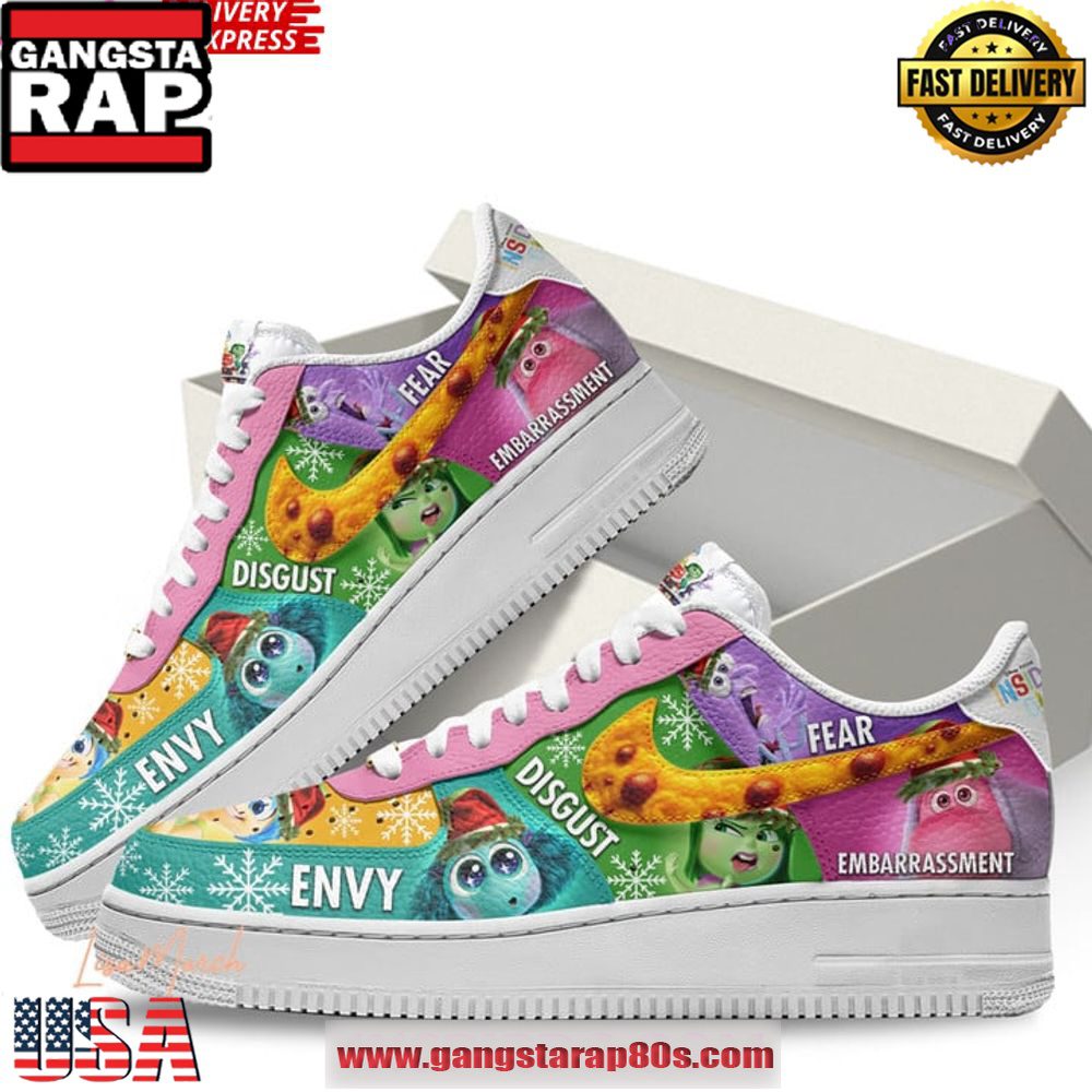 Inside Out Disney Pixar Limited Edition Air Force 1 Running Sneakers Shoes Inside Out Disney Pixar Limited Edition Air Force 1 Running Sneakers Shoes