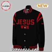 Jesus Won Ohio State Buckeyes Black Baseball Jacket Generous Look - demo10