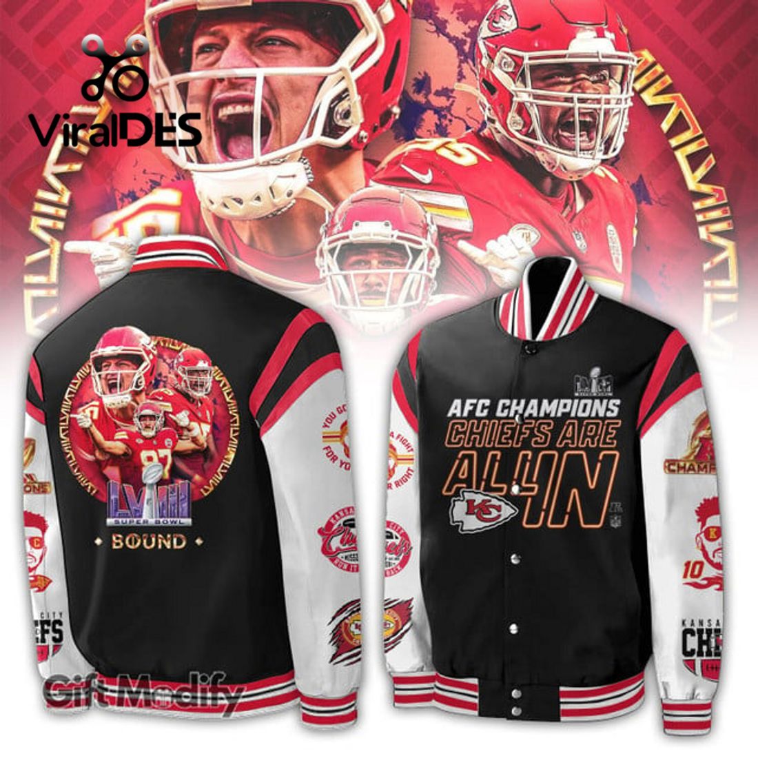 Kansas City Chiefs AFC Champions Chiefs Are All In Black Design Baseball Jacket Kansas City Chiefs AFC Champions Chiefs Are All In Black Design Baseball Jacket