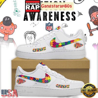 Kansas City Chiefs Autism Awareness Limited Edition Air Force 1 Sneakers Shoes