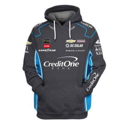 Kyle Larson Hoodie Chip Ganassi Sweater Creditone Bank, Nascar Cup, Monster Energy, Kyle Larson , Dc Solar, Ganassi Racing Racing Uniform