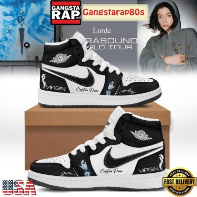 Lorde Ultrasound World Tour Virgin Black Custom Air Jordan 1 Sneakers Shoes
