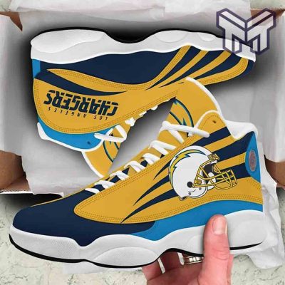 Los Angeles Chargers Air Jordan 13,Football Nfl Team Big Logo Sneaker White Black J13 Shoes