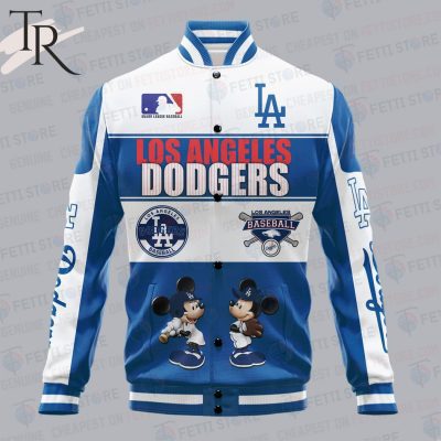 Los Angeles Dodgers City And Logo Pattern Print Varsity Jacket