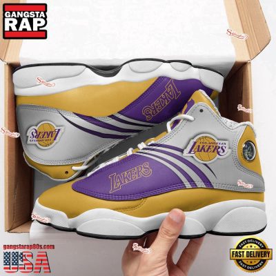 NFL Los Angeles Lakers New Design Air Jordan 13 Running Sneakers Shoes For Fans