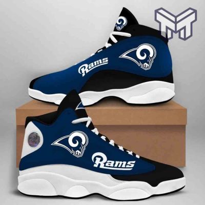 Los Angeles Rams Air Jordan 13,Nfl Big Logo Fans Sport White Black J13 Shoes
