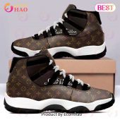 Louis Vuitton Black Brown Air Jordan 11 Sneakers Shoes Hot 2022 LV Gifts