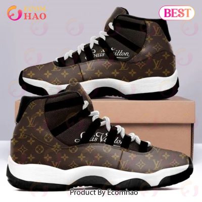 Louis Vuitton Black Brown Air Jordan 11 Sneakers Shoes Hot 2022 LV Gifts