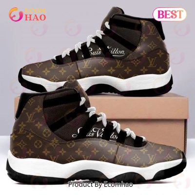 Louis Vuitton Black Brown Air Jordan 11 Sneakers Shoesluxury Shoes For Men And Women