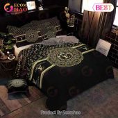 Louis Vuitton Black Gold Luxury Brand High-End Bedding Set Lv Home Decorations Bedding Sets
