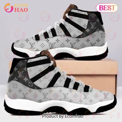 Louis Vuitton Black Grey Air Jordan 11 Sneakers Shoes Hot 2022 LV Gifts