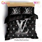 Louis Vuitton Black Luxury Brand Bedding Set For Bedroom Luxury Bedspread Duvet Cover Set With Pillowcases Home Decoration