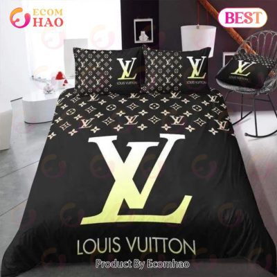 Louis Vuitton Black Luxury Brand High-End Bedding Sets Lv Bedroom Decor Thanksgiving Decorations For Home Best Luxury Bed Sets