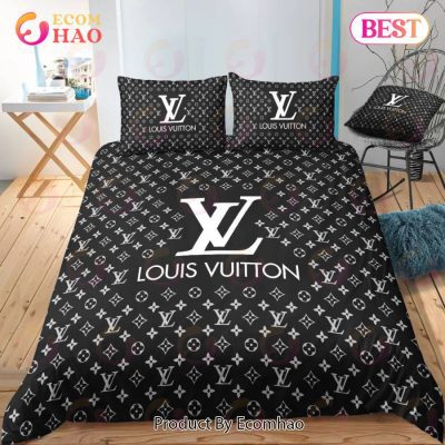 Louis Vuitton Black New Hot Logo Luxury Brand High-End Bedding Sets Bedroom Decor Thanksgiving Decorations For Home Best Luxury Bed Sets