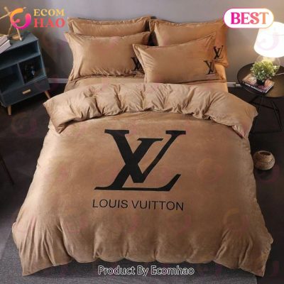 Louis Vuitton Brown Brand Bedding Sets Bedspread Duvet Cover Set Bedroom Decor Thanksgiving Decorations For Home