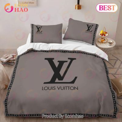 Louis Vuitton Brown Logo Luxury Brand High-End Bedding Sets Lv Bedroom Decor Thanksgiving Decorations For Home Best Luxury Bed Sets