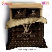 Louis Vuitton Brown Luxury Brand Bedding Set For Bedroom Luxury Bedspread Duvet Cover Set With Pillowcases Home Decoration