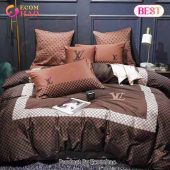 Louis Vuitton Brown Luxury Brand High-End Bedding Sets Lv Bedroom Decor Thanksgiving Decorations For Home Best Luxury Bed Sets