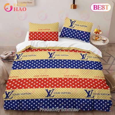 Louis Vuitton Colorful Luxury Brand High-End Bedding Sets Lv Bedroom Decor Thanksgiving Decorations For Home Best Luxury Bed Sets