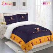 Louis Vuitton Comforter Set Blue And Yellow Duvet Cover Bedding Sets