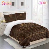 Louis Vuitton Comforter Set Brown And Gold Duvet Cover Bedding Sets
