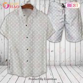 Louis Vuitton Logo Pattern White Color Hot Color Summer 2023 LV Hawaiian Shirt And Shorts