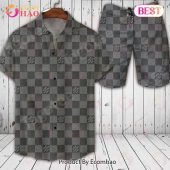 Louis Vuitton Square Pattern Black Hot Trend Summer 2023 LV Hawaiian Shirt And Shorts