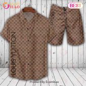 Louis Vuitton Square Pattern Brown Color LV Hawaiian Shirt And Shorts