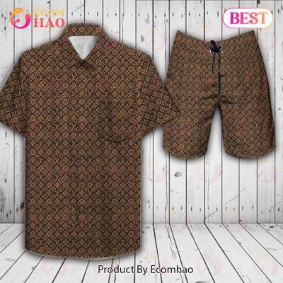 Louis Vuitton Logo Pattern Hot Brown Color LV Hawaiian Shirt And Shorts