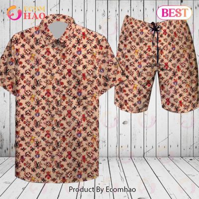Louis Vuitton Printing Flower Summer LV Hawaiian Shirt And Shorts