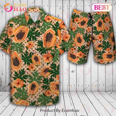 Louis Vuitton Papaya LV Hawaiian Shirt And Shorts