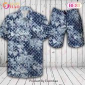 Louis Vuitton Logo Pattern Blue LV Hawaiian Shirt And Shorts