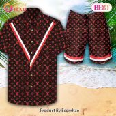 Louis Vuitton Logo Pattern Red Color LV Hawaiian Shirt And Shorts