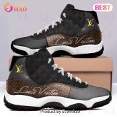 Louis Vuitton LV Black Brown Air Jordan 11 Sneakers Shoes Hot 2022 Gifts For Men Women