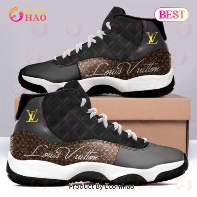 Louis Vuitton Lv Black Brown Air Jordan 11 Sneakers Shoesluxury Shoes For Men And Women