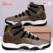 Louis Vuitton Monogram Black Air Jordan 11 Sneakers Shoes Hot 2022 LV Gifts For Men Women