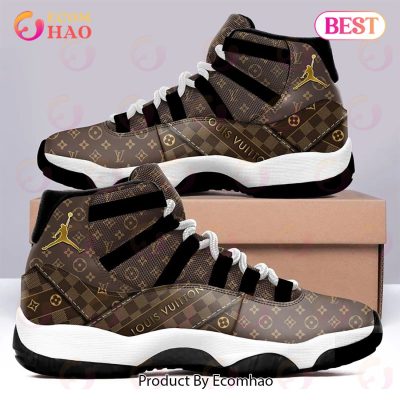 Louis Vuitton Monogram Black Air Jordan 11 Sneakers Shoes Hot 2022 LV Gifts For Men Women