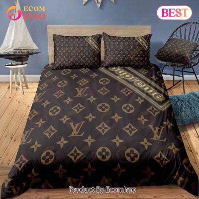 Louis Vuitton Supreme Brown Premium Luxury Bedding Setsbed Sets Bedroom Sets Comforter Sets Duvet Cover Bedspread