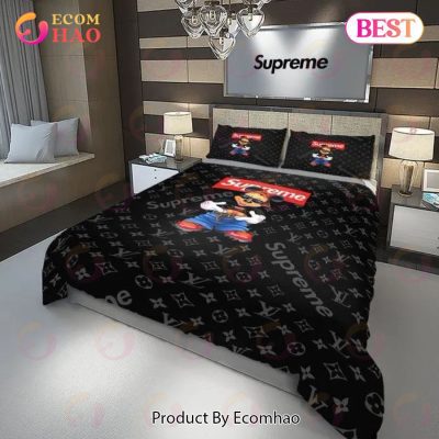 Louis Vuitton Supreme Hip Hop Mikcey Luxury Brand Bedding Set For Bedroom Luxury Bedspread Duvet Cover Set With Pillowcases Home Decoration