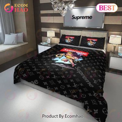 Louis Vuitton Supreme Wonder Woman Luxury Brand Bedding Set For Bedroom Luxury Bedspread Duvet Cover Set With Pillowcases Home Decoration